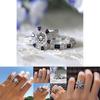 Stunning Geometry-inspired Silver Plated Blue Sapphire And Topaz Wedding Ring Set