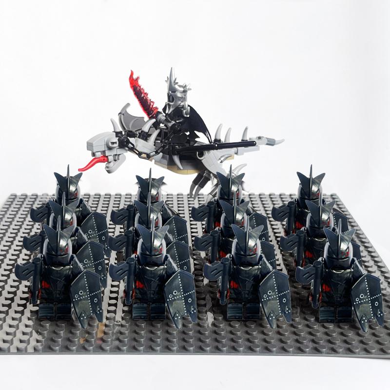 14 шт. MOC Средневековые Гномы Воины Эльфы Рыцари Властелин Колец Урук-хай Орк Солдат Рохана с Фигуркой Короля-Чародея Лидера Строительные Блоки Игрушки