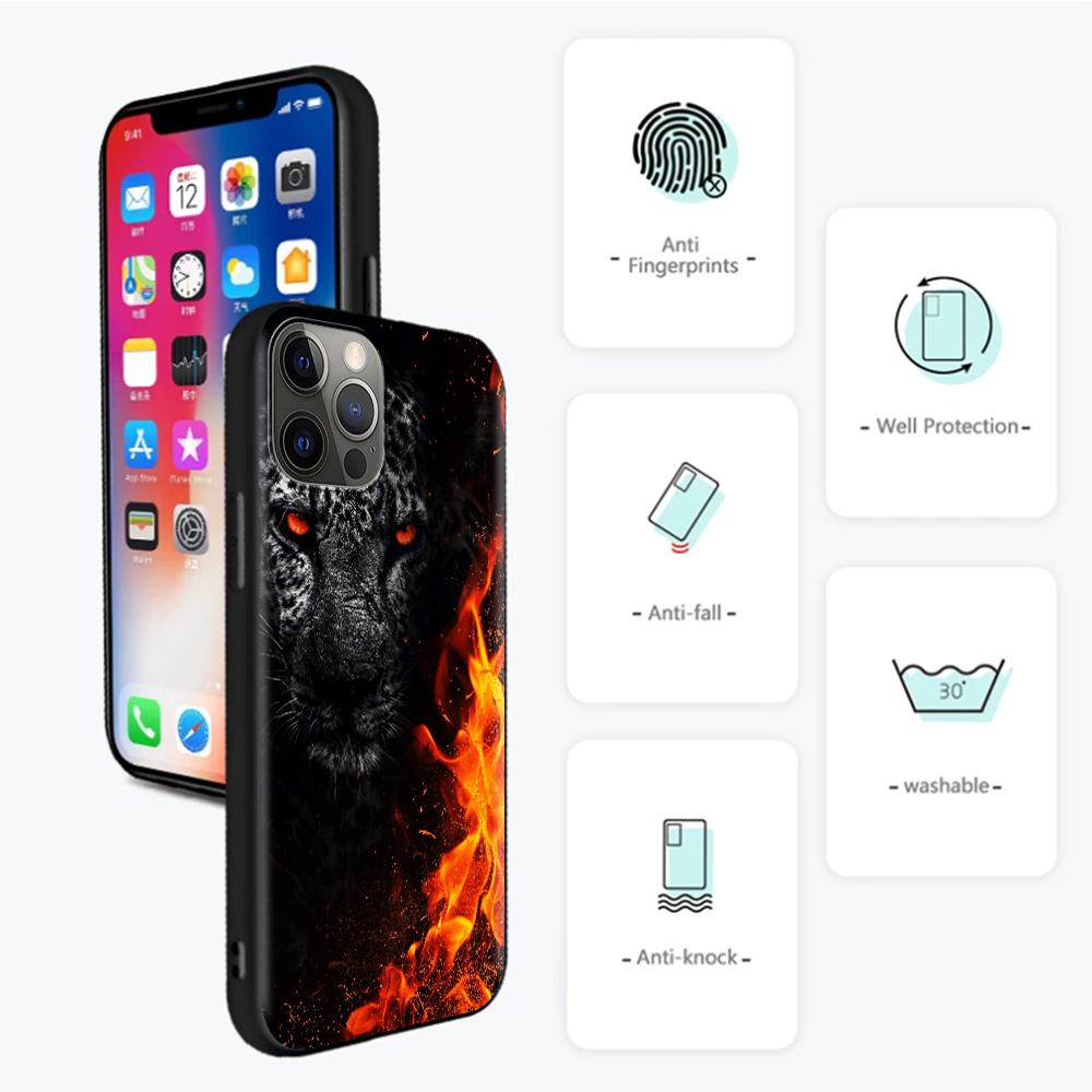 Чехол для мобильного телефона для Iphone 12 Mini 11 Pro X Xs Max Xr 8 7 6 6s Plus Se черный силиконовый чехол из ТПУ Fundas Capa Panther Cheetah