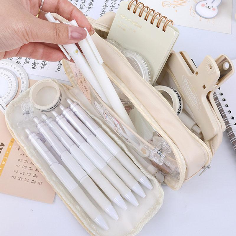 Прозрачный пенал большой емкости, пенал, школьные принадлежности, чехол для ручек, школьные пеналы, канцелярские принадлежности, пенал