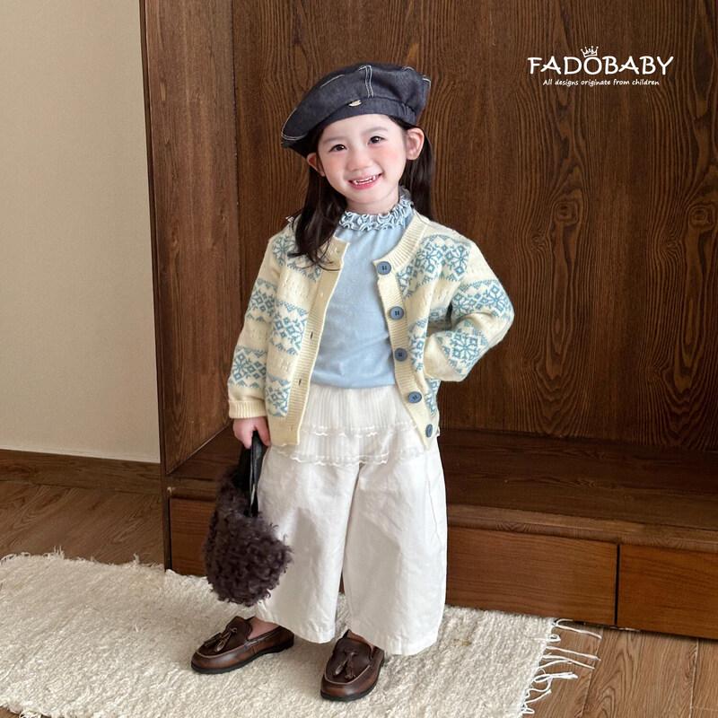 FADOBABY Девочки Осенний Вязаный Кардиган со Снежинками и Повседневный Комплект