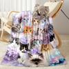 Cats In A Garden Flannel Blanket,Lightweight,Office Blanket,Sofa Blanket,Comfortable Blanket