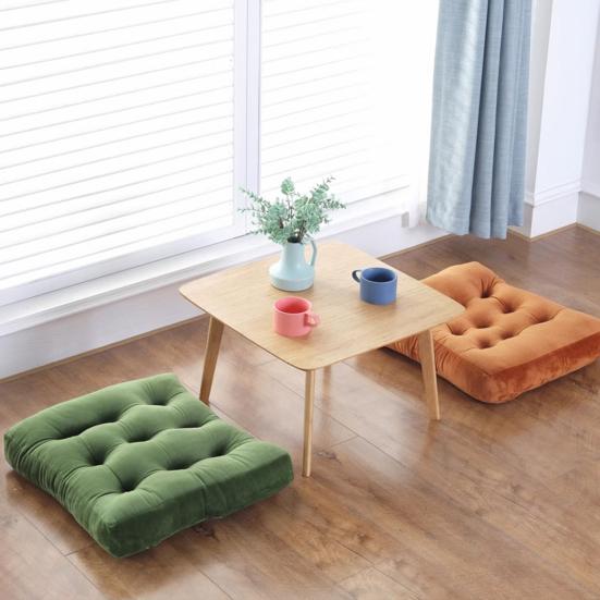 Square Seat Cushion 16x16 Inches Solid Color Stuffed Chair Pad Velvet Thick Seat Cushion for Dining Chair Floor Home Office