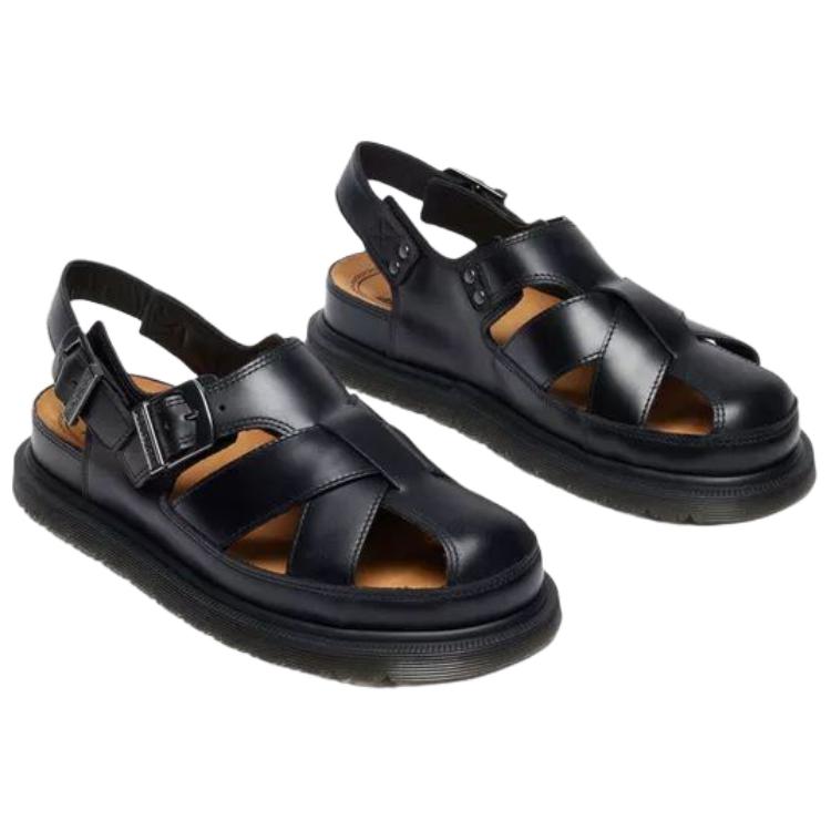 Dr. Martens Сан Архив Рыбак Кожаные Модные Удобные Минималистичные Для Поездок На Работу Уличные Повседневные Римские Сандалии Сандалии Унисекс Черные 41618001