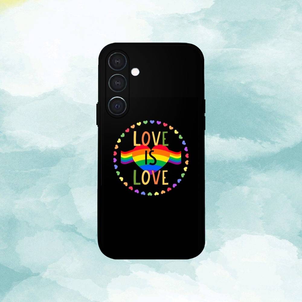 Love Is Love LGBT Rainbow Phone Case For Samsung A73,72,71,53,52,51,22,91,80, Soft Black Cover