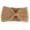 Winter Warmer Ear Knitted Headband For Women Crochet Bow Wide Stretch Hairband Headwrap Hair Accessories Lady Turban