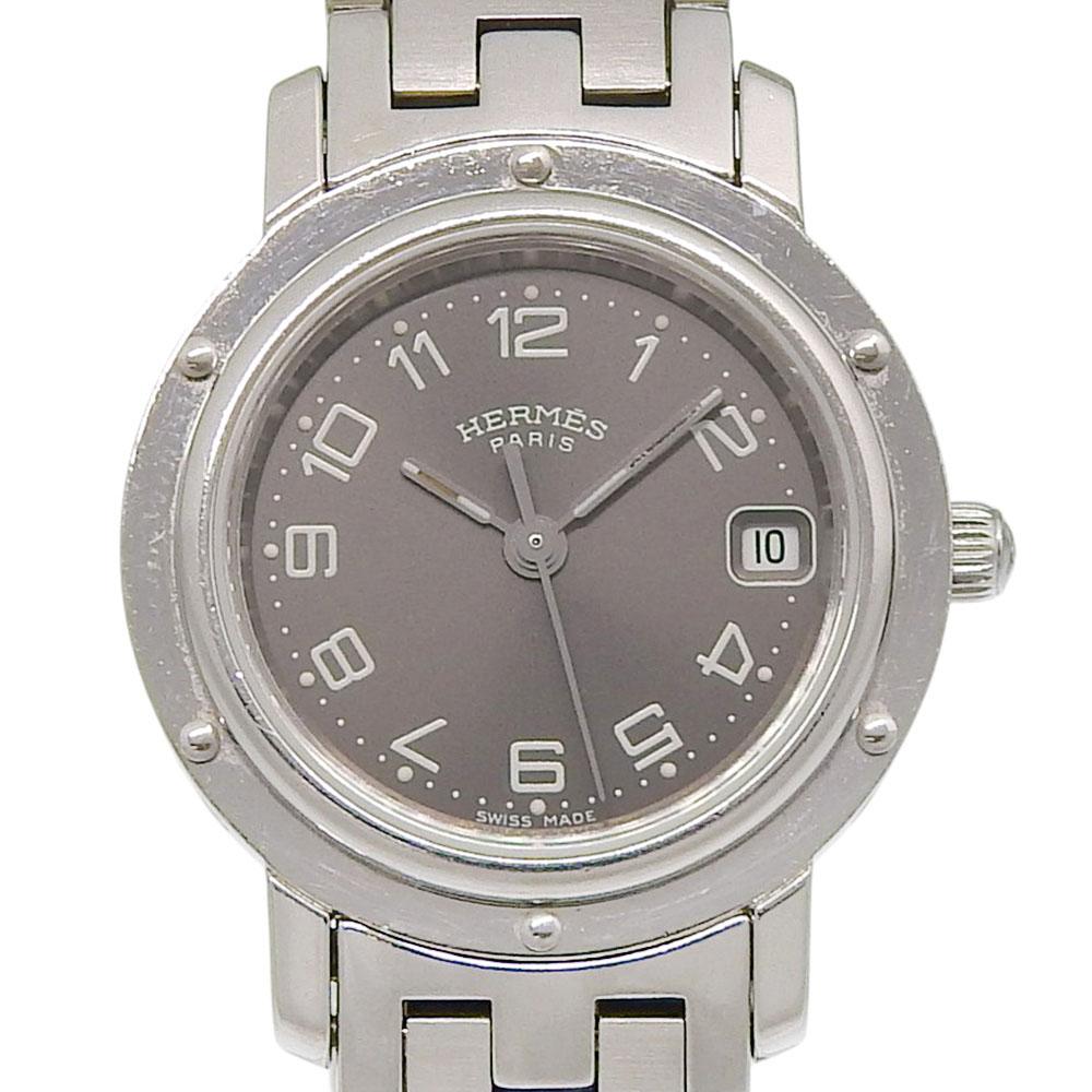 HERMES Clipper Watches CL4.210 grayDial Stainless Steel Quartz Analog display Women Used