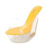 Sexy Ultra-high Heel Cool Slippers High Transparent Slope Crystal Waterproof Platform Sexy Open-toed Sandals WZ
