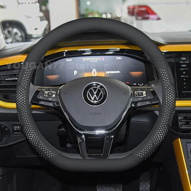 T27Leather Car Steering Wheel Cover For Volkswagen POLO 2024 2015-2025 T-Cross 2025 Ultra Thin Auto Steering Wheel Accessories