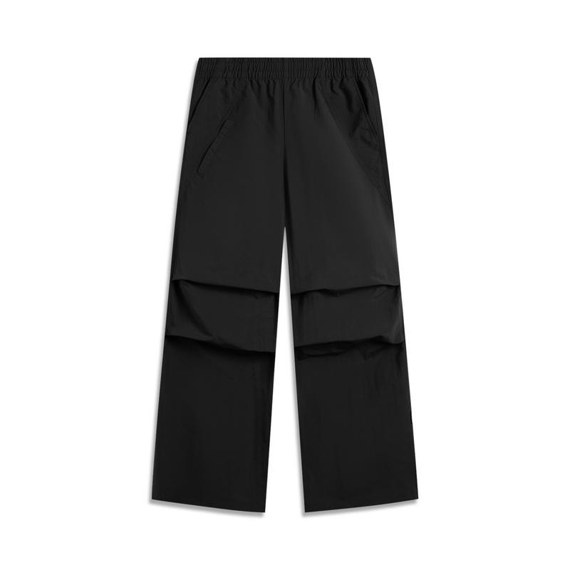 Универсальные уличные брюки Li Ning CF Print, быстросохнущие, однотонные, прямые, повседневные, женские, черные, AYKV206-5