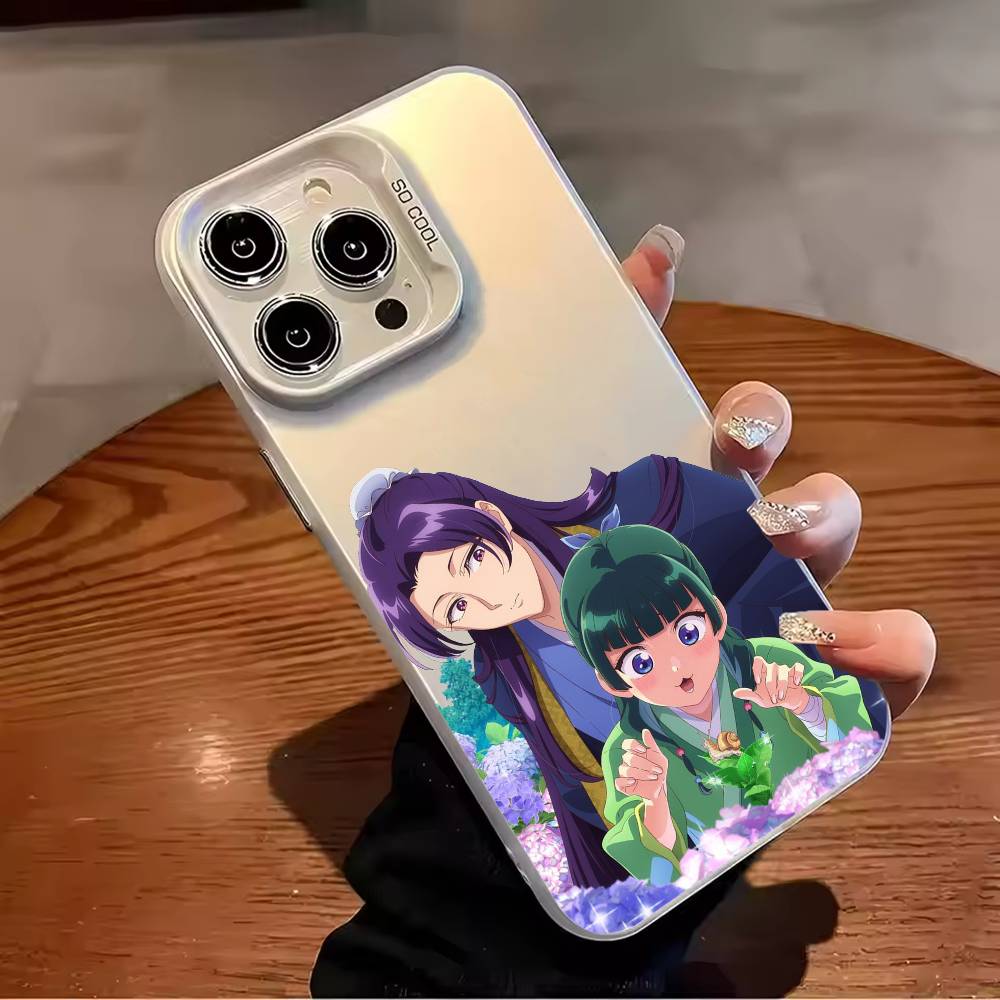 Чехол для телефона 'Дневники Аптекаря' Маомао Для iPhone 17 16 15 14 13 12 11 Pro Max Plus Серебристый конфетный Матовый чехол