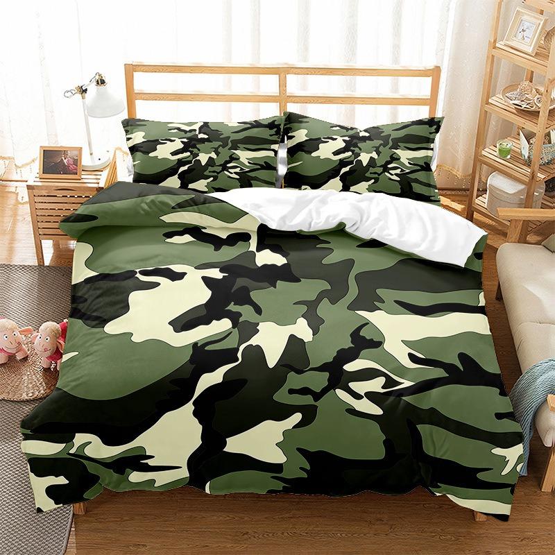 Forest Camo Hunting Lodge Bedding set, Full Duvet Cover & Pillowcases, Cozy Cabin Theme Bedroom Decor