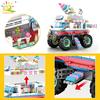 City Outing Bus Ice Cream Burger Shop Car Building Blocks Food Snack Street View Store Van Bricks Toy For Children Girl