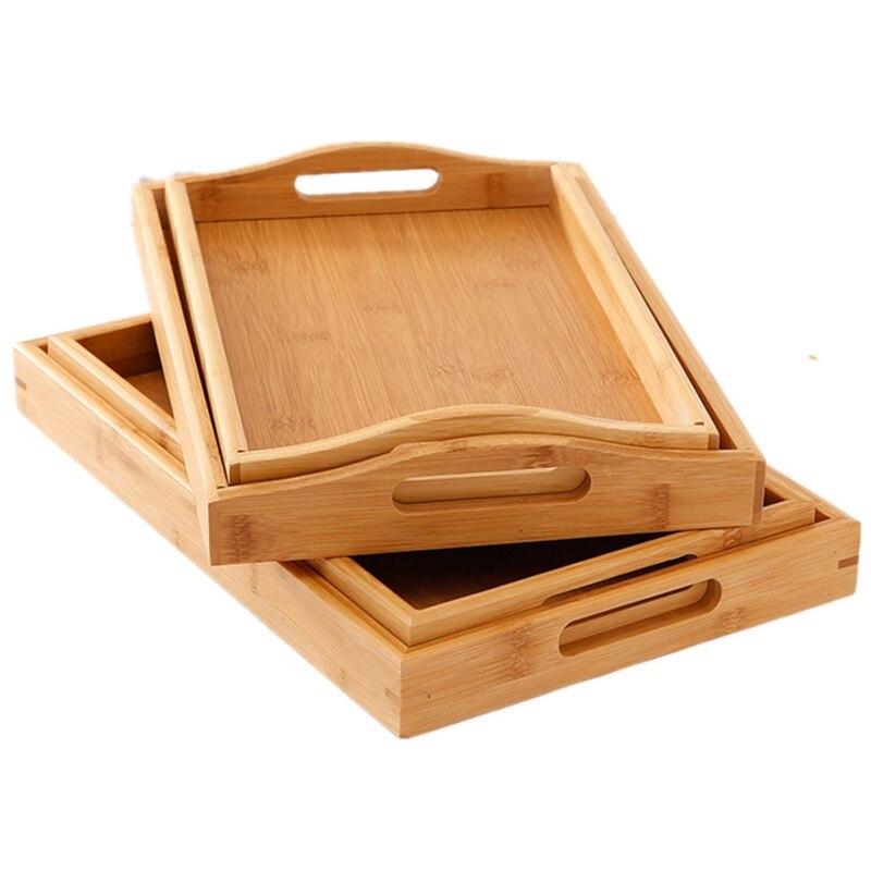 Trays Rectangular Bamboo Trays with Handles for Breakfast Dinner