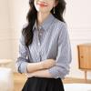 Striped Commuter Shirt Korean Style Fashionable Loose Versatile Long-sleeved Top