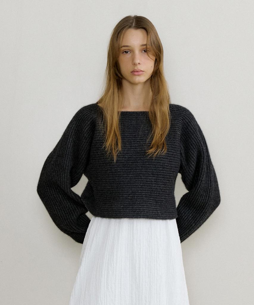 OCTETTE Raccoon Boat Neck Pullover Knit_3Color