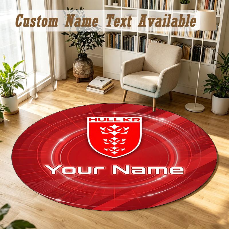 Round Rug Custom NameHull KR Pattern Non Slip Carpet Home Floor Decor