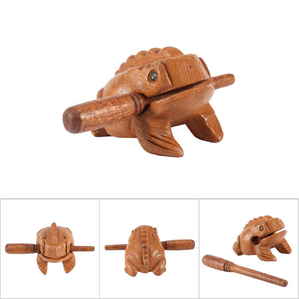 Yeliow Wooden Lucky Frog Wooden Frog Sound Making Ornament Desktop Ornament
