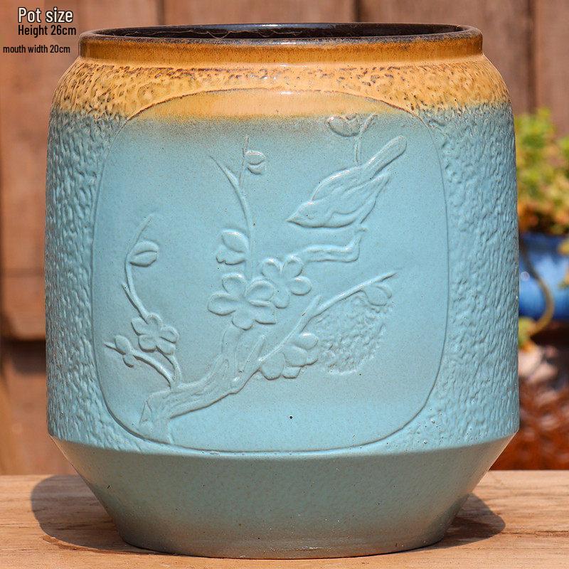 Большой Ручной Глиняный Керамический Цветочный Горшок – Дышащий Высокий Горшок для Суккулентов, Бугенвиллии, Стрелиции, Горшок из Фиолетовой Глины