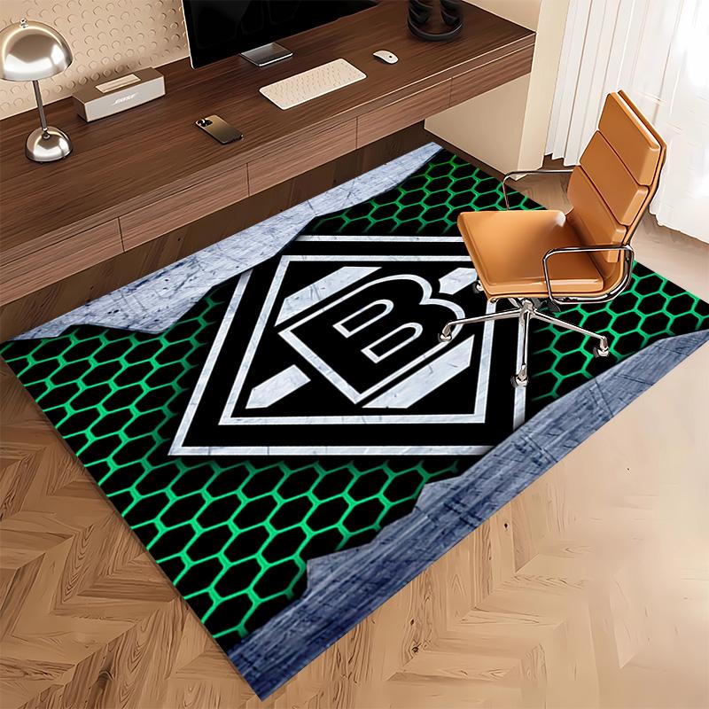 1pc Borussia Mönchengladbach LOGO Print Area Rug - Soft, Washable Non-Slip Indoor Mat, Living Room, Home Office Decorative Rug,Office Decorative