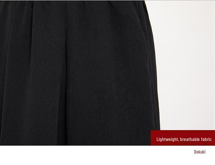 Men's Ice Silk Retro Chinese Style Drape Nine-Point Wide-Leg Pants