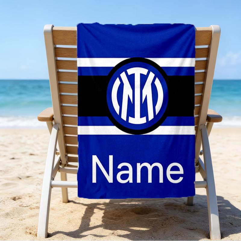 Custom Name Ultrasoft Beach Towel With Inter Milan Themeideal For Pool Camping Diving Perfect Travel Essential Vibrant Beach Towel