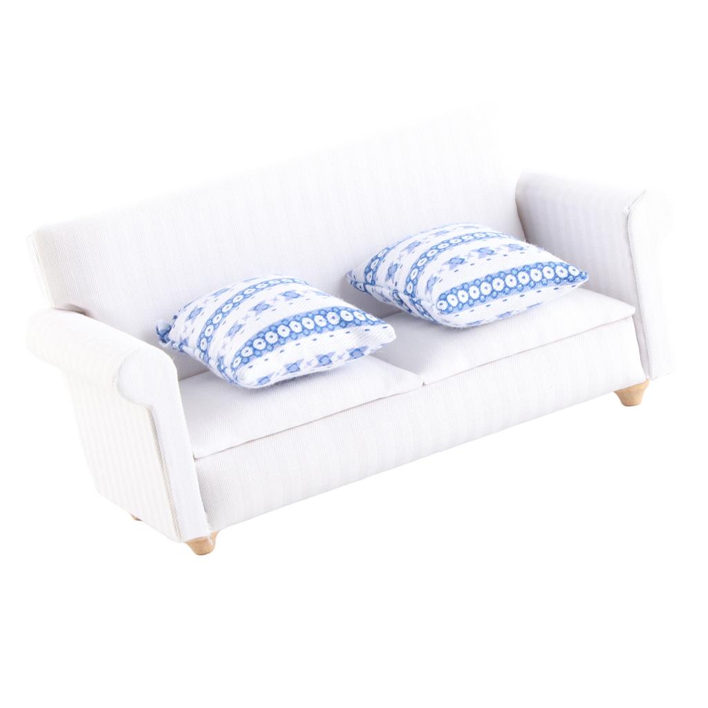 1/12 Кукольный Миниатюрный Диванный Набор Мебель Гостиная Аксессуары (2-местный диван с подушкой)