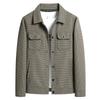 Men's Lapel Fashion Casual Plaid Leather Jacket Simple All-in-one Coat Men Thousand Bird Check Trend Cargo Jacket