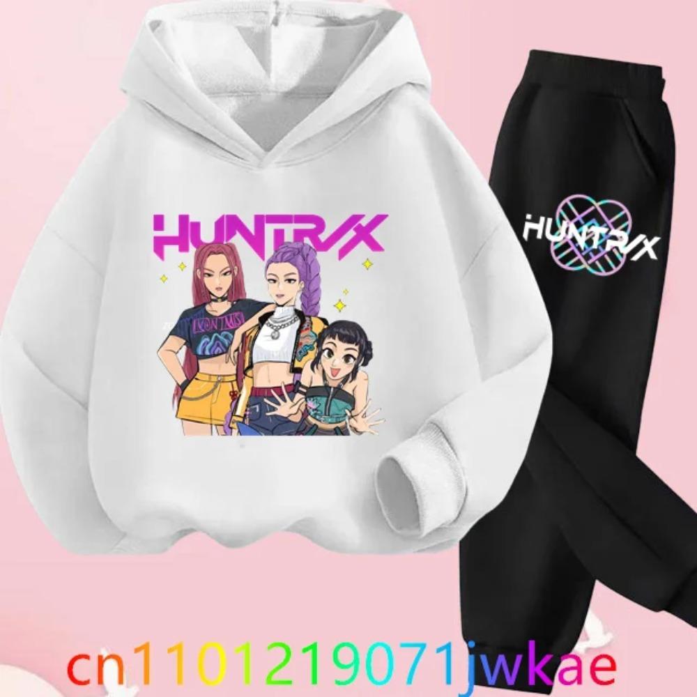 Фильм Новый Ребенок K-Pop Охотники на Демонов Костюм с Капюшоном Одежда для Малышек KPop Охотники на Демонов Набор с Худи Мода для Девочек Повседневная Толстовка