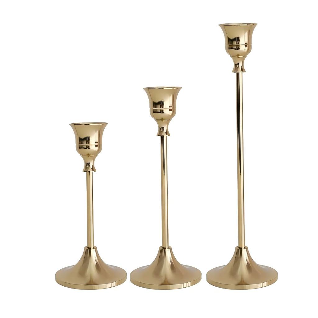 3Pcs/Set European Style Metal Candle Holders Candlestick Fashion Wedding Table Candle Stand Exquisite Candlestick Christmas Tabl