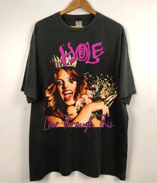 Футболка с логотипом группы Hole 'Live Through This' – Унисекс 100% Хлопок Мужская Футболка Топ
