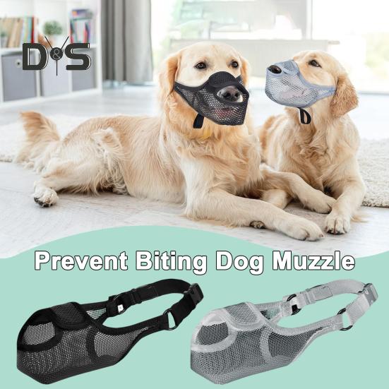 Dog Muzzle for Large Medium Small Dogs Mesh Muzzle with Front Opening Design Breathable Dog Muzzle with Adjustable Strap for Preventing Biting