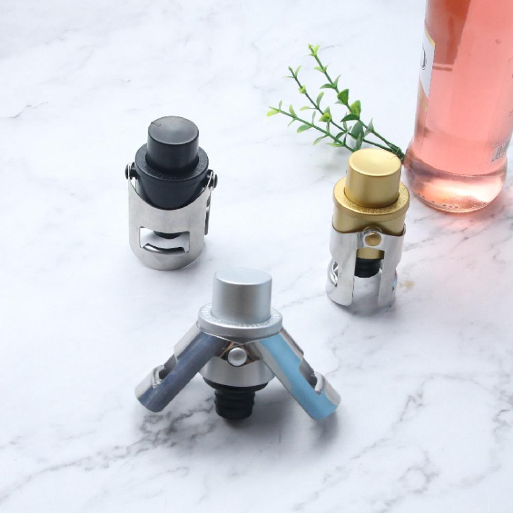 2pcs Built-in Pressure Pump Vacuum Champagne Stopper with Time Stamp Dual-ear Design Champagne Sealer Preservation Reusable