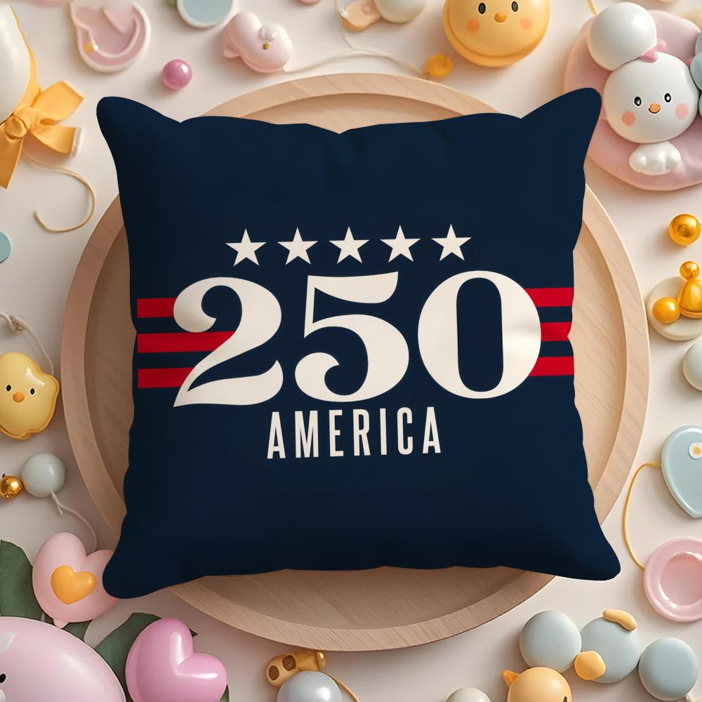 Подушка с чехлом к 250-летию США, плюшевая ткань, мягкая, двусторонняя печать, для дивана, теплая, зимний подарок для дома, наволочка