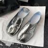 2024 Burst Silver Tabi Ninja Shoes Women Split Toe Flats Trotters Mocasines Mujer Solid PU Leather Loafers Femmes Slip On Slides