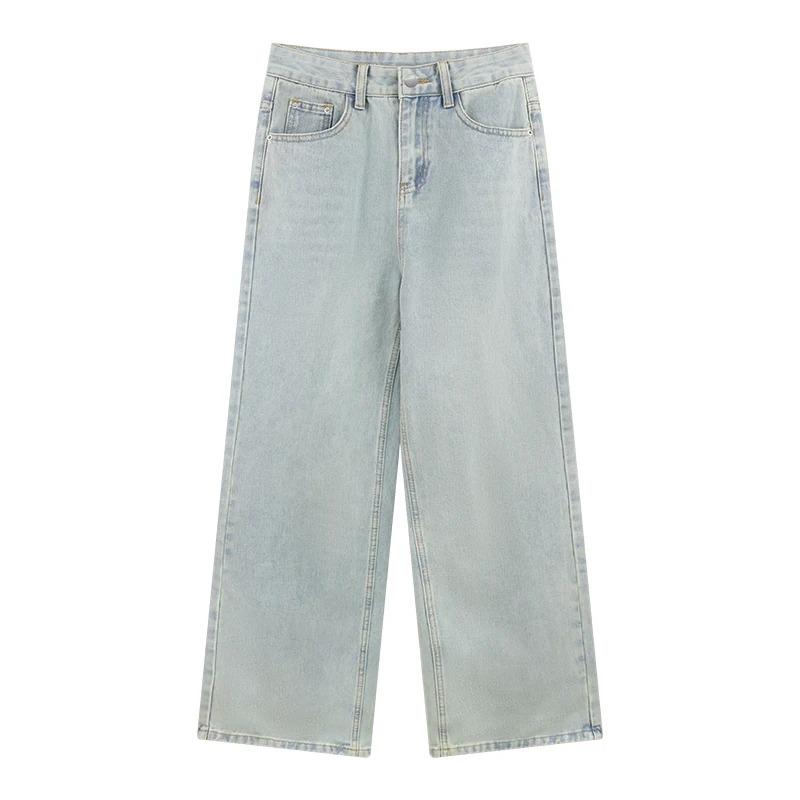 Популярные повседневные длинные брюки, женские в этом году белые джинсы, женские летние новые прямые брюки, тонкие широкие брюки