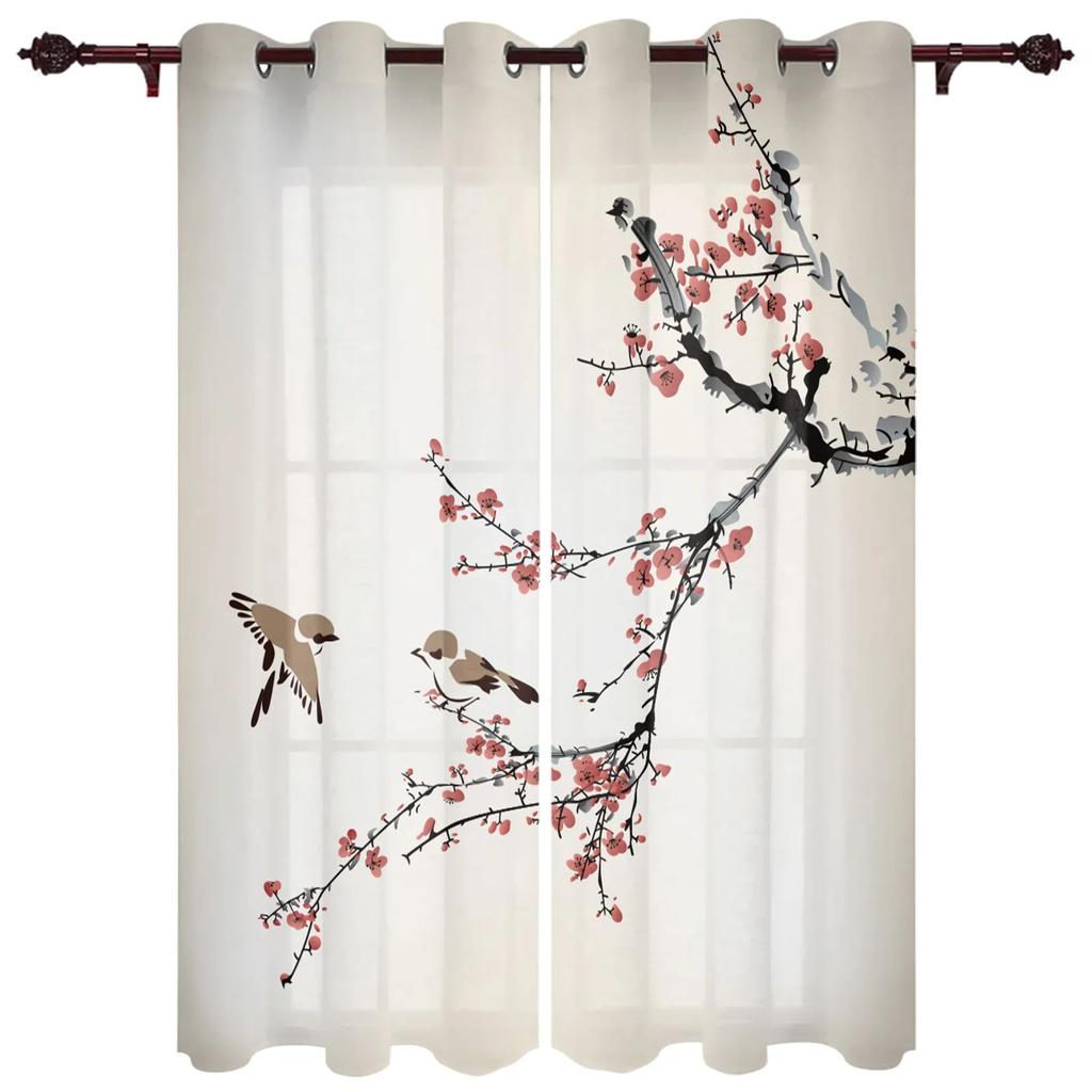 Цветущая сливовая птица в китайском стиле, занавески для окон, украшение для дома, шторы для гостиной, шторы для детской комнаты, шторы для кухни, спальни