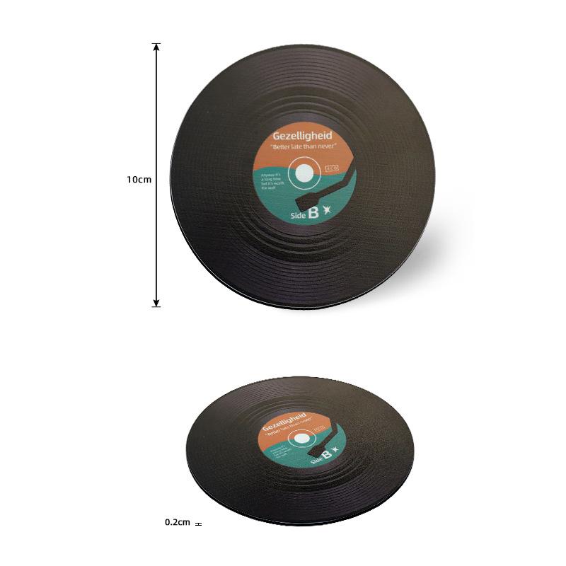 Подставка-салфетка из нержавеющей стали, модель ретро CD-виниловой пластинки, термоизоляция, противоскользящий коврик, подставка под кофейную чашку