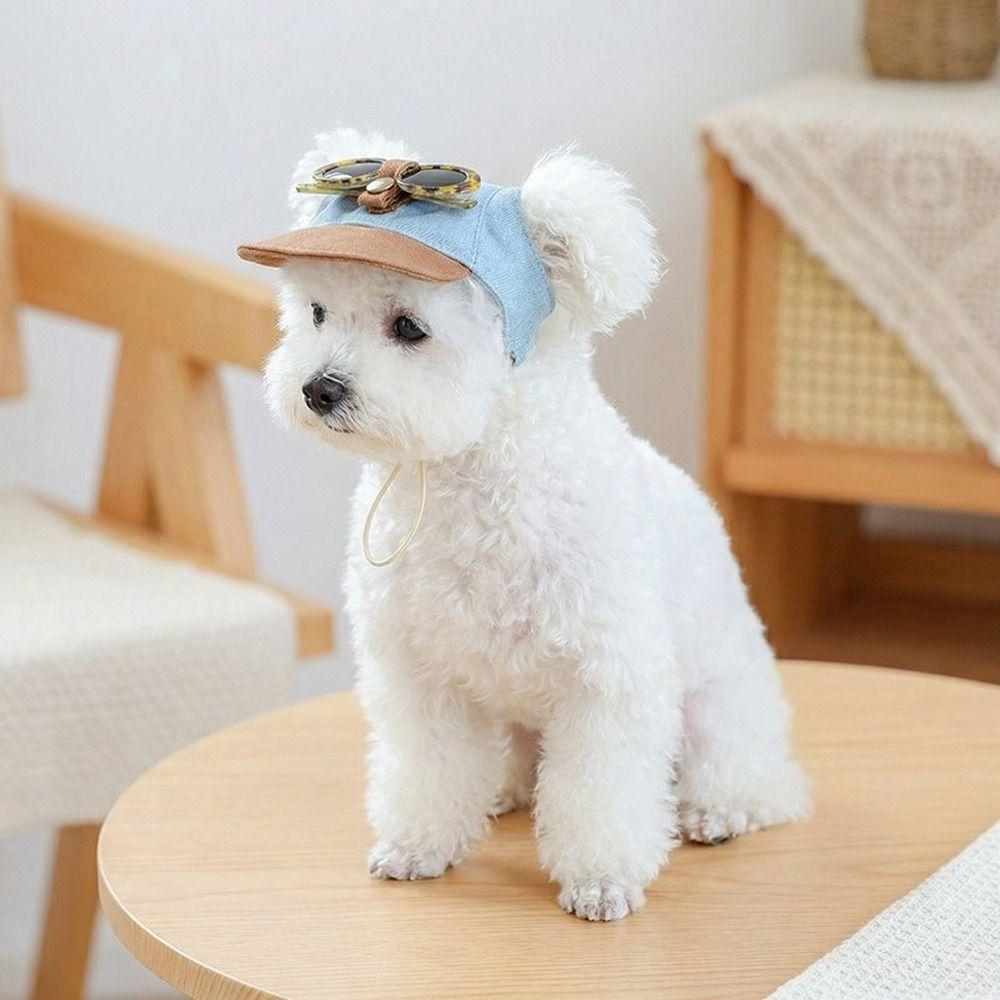 Adjustable Dog Visor Hats Denim Cap Dog Sports Hat Pet Sun Protection Hats Outdoor Use