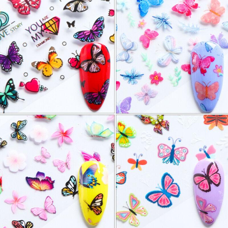 10 Pcs Holographic Nail Foil Set Transparent Butterfly Nail Art Transfer Sticker