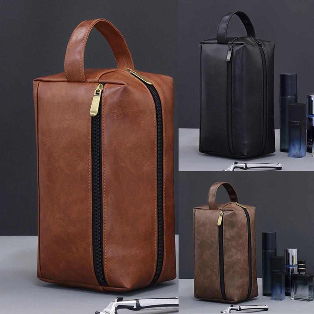 Мужской кожаный дорожный деловой несессер для бритья и косметики, сумка для хранения, портативная косметичка, органайзер большой вместимости, ручные туалетные наборы