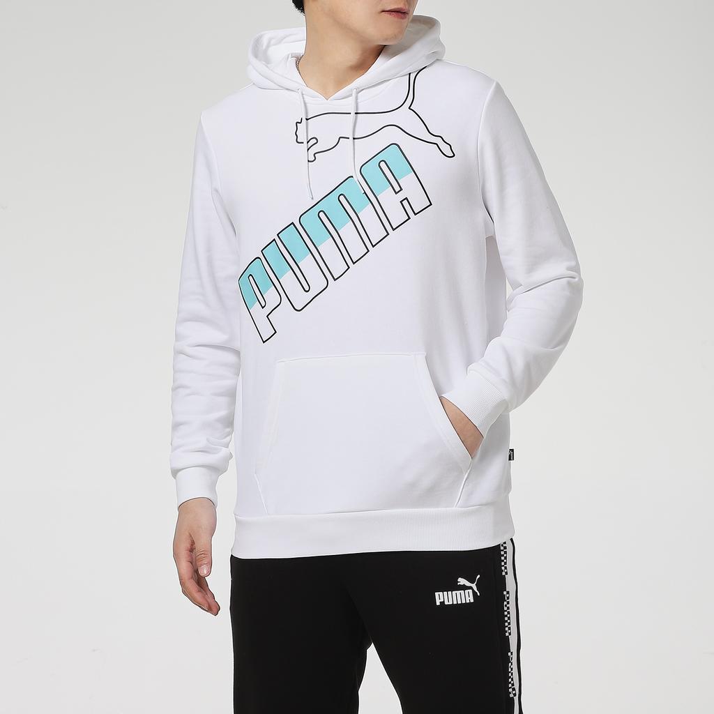 Puma Спортивная повседневная вязаная толстовка с капюшоном и цветными блоками, мужские топы белого цвета 588667-02