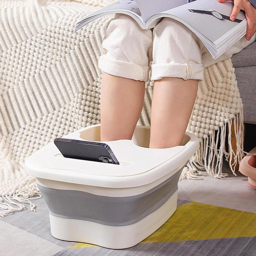 1pc Portable Foldable Foot Bath Basin - Relaxing Foot Spa with Built-in Massager - Deep Soak for Ultimate Comfort