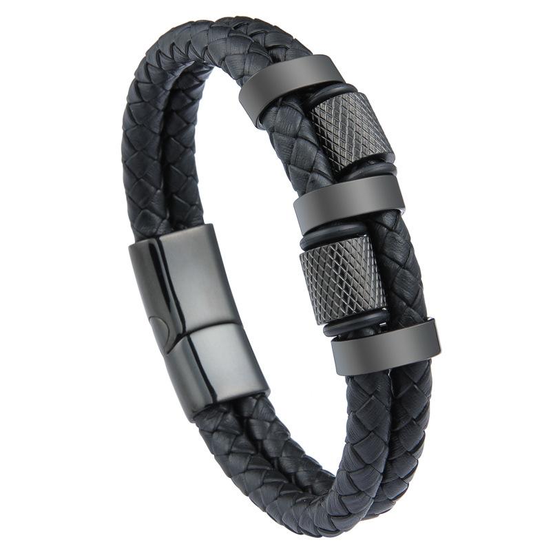Кожаный браслет из нержавеющей стали для мужчин, ювелирные браслеты, подарок для мальчиков
