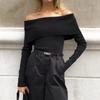 Европейский и американский трикотажный топ с открытым плечом и облегающего кроя - Женский сексуальный пуловер