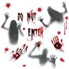 Horror Bloodstains Wall Stickers - Handprints Footprints Blood Skull Window Stickers, Halloween Decoration Horror Stickers