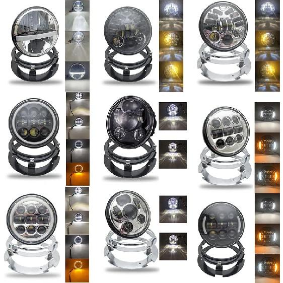 ZULOW мотоциклетная фара Мотоциклетная 5,75-дюймовая светодиодная фара Для VTX 1300 1800 5 3/4" Светодиодный хромированный комплект фары с кронштейном Для