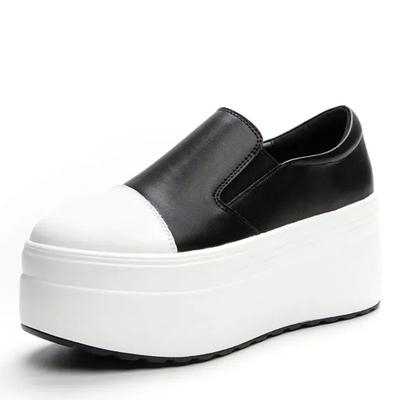 Модные повседневные туфли 8 см, женские, новые, на платформе, с круглым носком, 2024, белые туфли, модные, дышащие, на толстой подошве, женские мокасины
