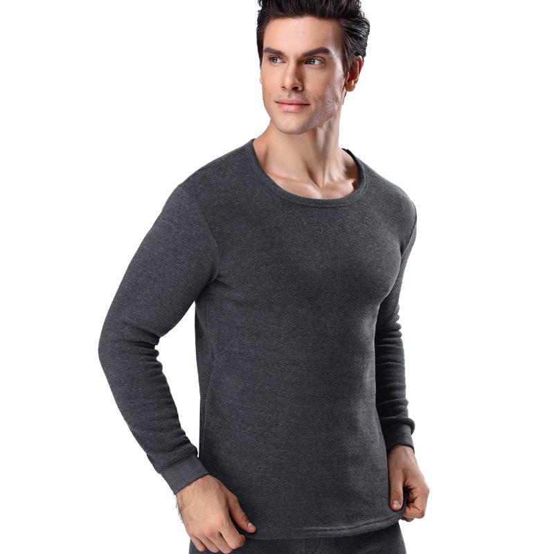 Мужской теплый комплект термобелья однотонного цвета на флисовой подкладке для осени и зимы