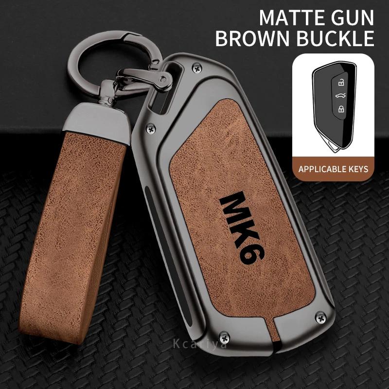 Auto TPU Zinc Alloy Key Case Bag For VW Volkswagen GOLF 6 MK6 Car Key Chain Car Metal Key Shell Interior Decoration Accessories